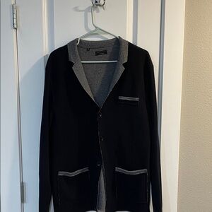 Adolfo Dominguez Men's Cardigan in Black with Gray Accents